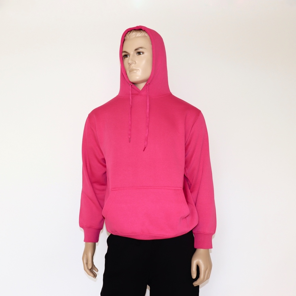 Hot Pink Men's Heavy Fleece Hooded Sweatshirt